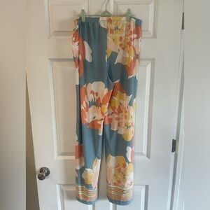 Melissa Paige Floral Wide Leg Pants - Blue, Orange, Pink